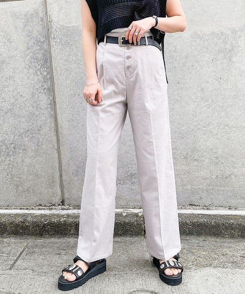 PAGEBOY(ページボーイ)の「リネンコンフロントボタンパンツ(その他パンツ・レディース・ブラック/オリーブ/グレイッシュベージュ・FREE)」の3枚目の写真