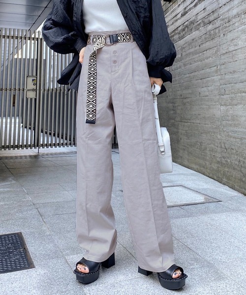 PAGEBOY(ページボーイ)の「リネンコンフロントボタンパンツ(その他パンツ・レディース・ブラック/オリーブ/グレイッシュベージュ・FREE)」の13枚目の写真