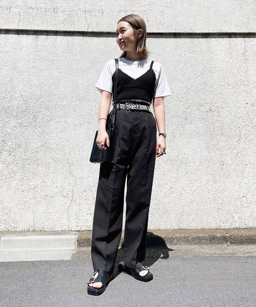 PAGEBOY(ページボーイ)の「リネンコンフロントボタンパンツ(その他パンツ・レディース・ブラック/オリーブ/グレイッシュベージュ・FREE)」の5枚目の写真