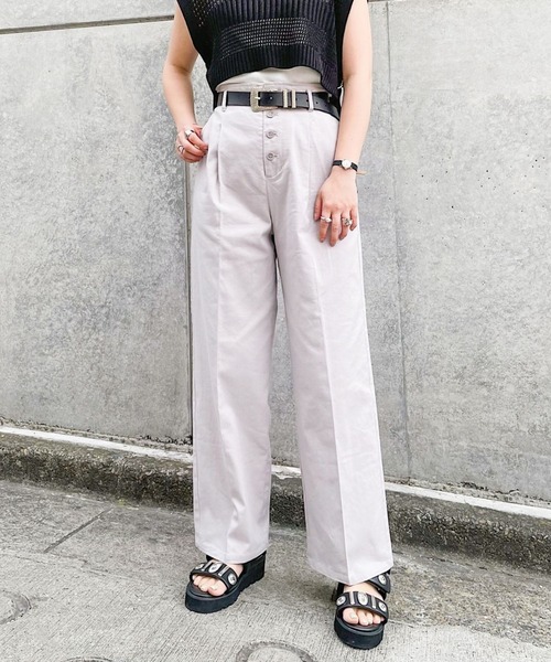 PAGEBOY(ページボーイ)の「リネンコンフロントボタンパンツ(その他パンツ・レディース・ブラック/オリーブ/グレイッシュベージュ・FREE)」の7枚目の写真