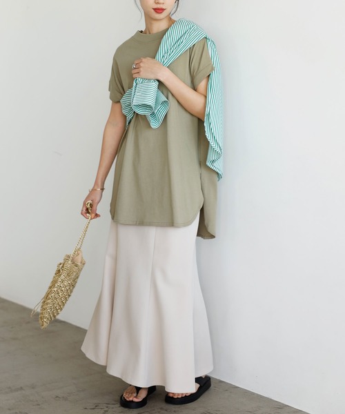 プリ−ツプリ−ズ トップス セール】【新色追加】綿100％フレンチスリーブオーバーサイズT