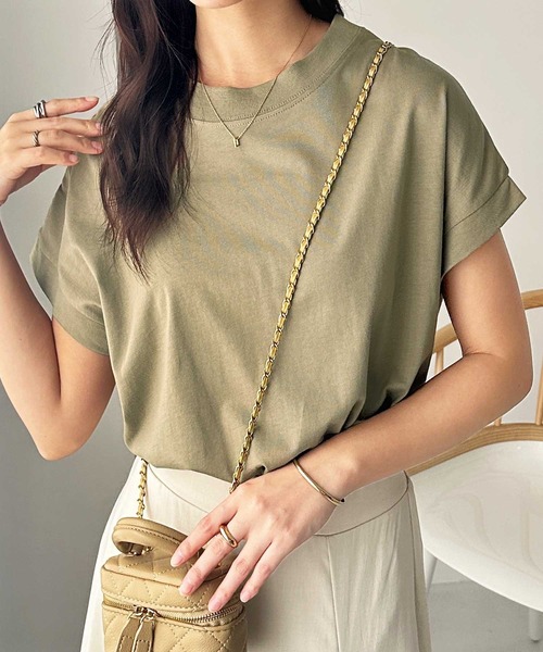 おがです。 セール】【新色追加】綿100％フレンチスリーブオーバーサイズTシャツ