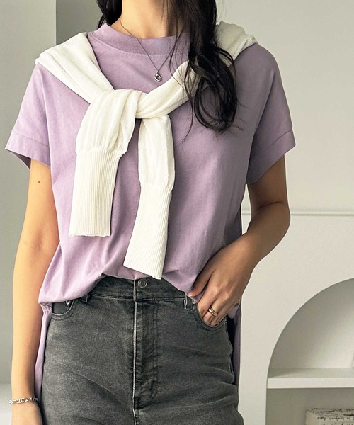 プリ−ツプリ−ズ トップス セール】【新色追加】綿100％フレンチスリーブオーバーサイズT