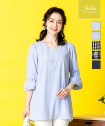 【洗える】程よい甘さが大人可愛い七分袖ティアードチュニック