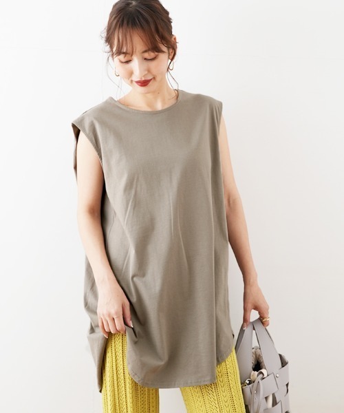 Futier land(フューティアランド)の「アームカバータックタンクトップ(Tシャツ/カットソー・レディース・モカ/チャコールグレー/ホワイト/グレイッシュベージュ/ブラック/オレンジ系その他・MEDIUM)」の13枚目の写真