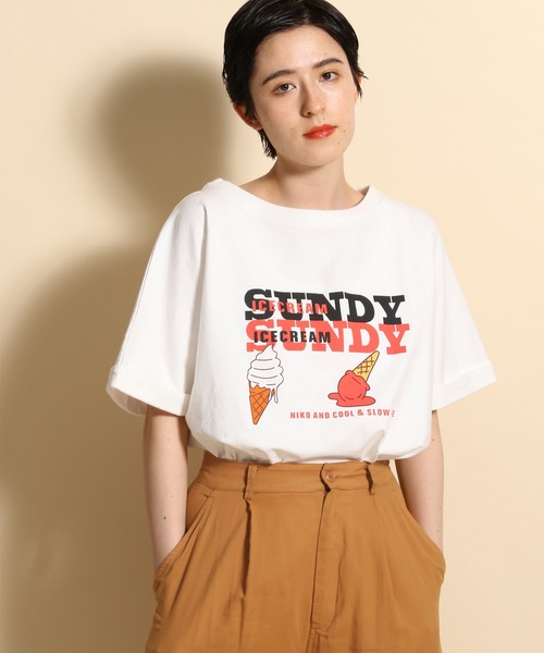 niko and（ニコアンド）の「ジャケライクプリントTシャツ（T