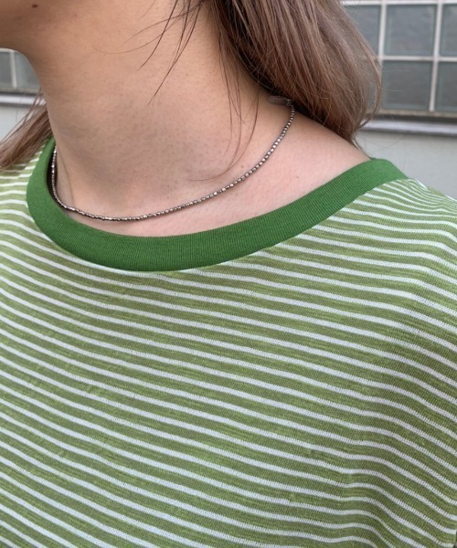 Kastane(カスタネ)の「スラブリンガーボーダーロンTee(Tシャツ/カットソー・レディース・パープル/サックスブルー/オレンジ/グリーン・FREE)」の10枚目の写真