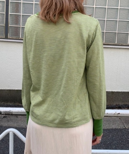 Kastane(カスタネ)の「スラブリンガーボーダーロンTee(Tシャツ/カットソー・レディース・パープル/サックスブルー/オレンジ/グリーン・FREE)」の20枚目の写真