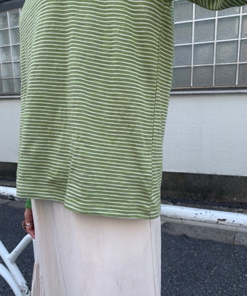 Kastane(カスタネ)の「スラブリンガーボーダーロンTee(Tシャツ/カットソー・レディース・パープル/サックスブルー/オレンジ/グリーン・FREE)」の6枚目の写真