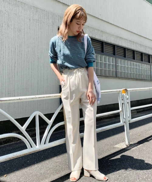 Kastane(カスタネ)の「スラブリンガーボーダーロンTee(Tシャツ/カットソー・レディース・パープル/サックスブルー/オレンジ/グリーン・FREE)」の21枚目の写真