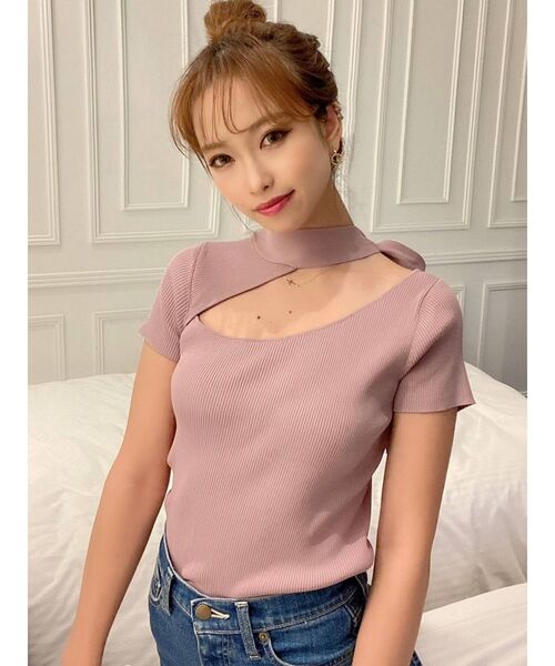 RESEXXY（リゼクシー）の「バックネックリボンニットトップス（ニット/セーター・レディース・ホワイト/ピンク/ブラック・FREE）」の22枚目の写真