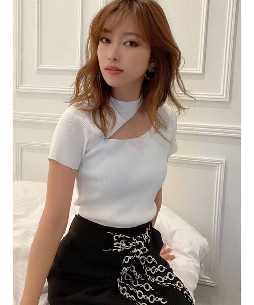 RESEXXY（リゼクシー）の「バックネックリボンニットトップス（ニット/セーター・レディース・ホワイト/ピンク/ブラック・FREE）」の20枚目の写真