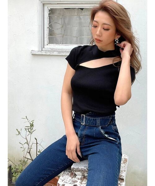 RESEXXY（リゼクシー）の「バックネックリボンニットトップス（ニット/セーター・レディース・ホワイト/ピンク/ブラック・FREE）」の11枚目の写真