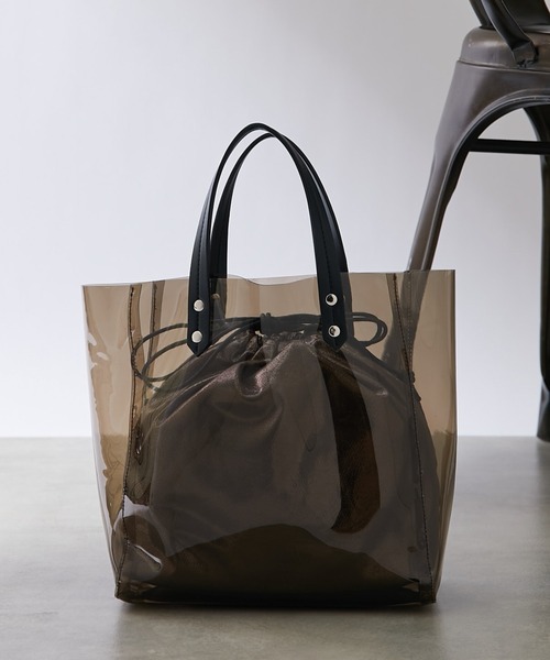 COLONY 2139（コロニートゥーワンスリーナイン）の「巾着付きクリアトートバッグ（トートバッグ・レディース・ホワイト/ブラック/ブラウン/クリア・FREE）」の2枚目の写真