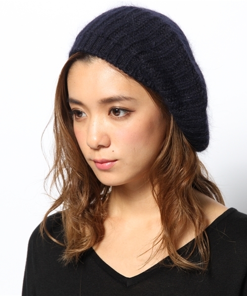 rienda(リエンダ)の「カラーknitベレー帽(ハンチング/ベレー帽・レディース・ブラック/ネイビー/アイボリー・FREE)」の6枚目の写真