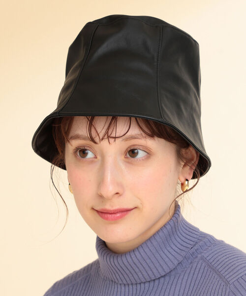 Ray BEAMS（レイビームス）の「Ray BEAMS / フェイク レザー チューリップ ハット（ハット・レディース・ブラック/ベージュ/オリーブ・ONE SIZE）」の4枚目の写真