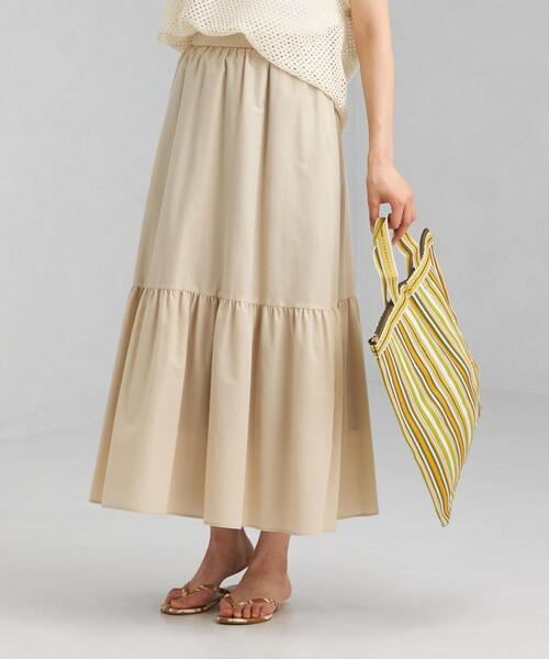 green label relaxing（グリーンレーベルリラクシング）の「FFC シングル ティアード スカート（スカート・レディース・ブラック/ナチュラル・38/36）」の3枚目の写真