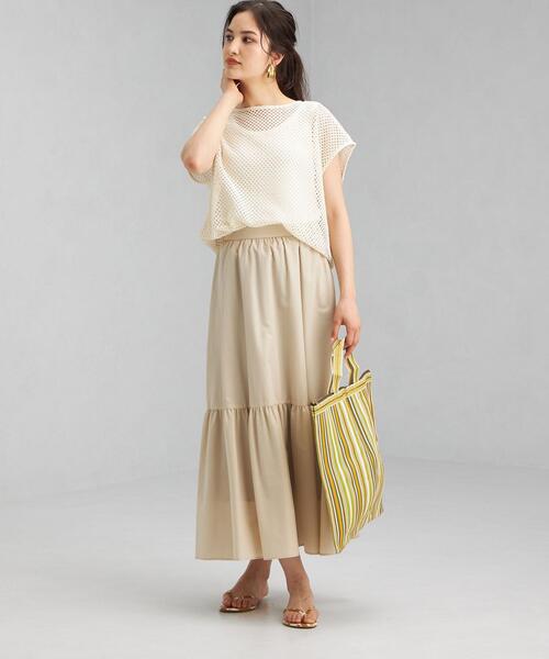 green label relaxing（グリーンレーベルリラクシング）の「FFC シングル ティアード スカート（スカート・レディース・ブラック/ナチュラル・38/36）」の7枚目の写真