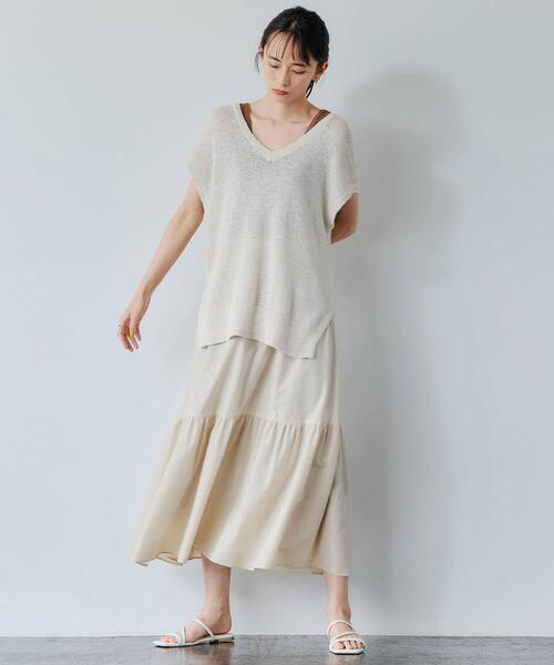 green label relaxing（グリーンレーベルリラクシング）の「FFC シングル ティアード スカート（スカート・レディース・ブラック/ナチュラル・38/36）」の16枚目の写真