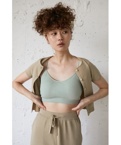 SLY(スライ)の「Sly Skin SOFT COTTON RIB BRA ソフト コットン リブ ブラ(ルームウェア/パジャマ・レディース・アイボリー/ライトパープル/ライトグリーン/ブラック・2/1)」の1枚目の写真