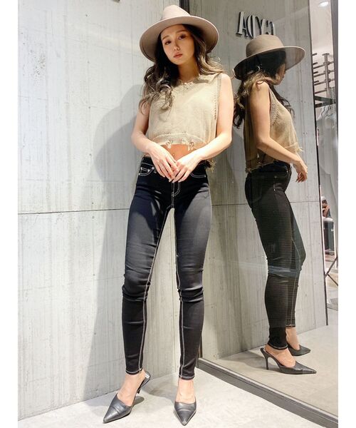 GYDA（ジェイダ）の「Vネックグラインダーニットベスト（ベスト・レディース・ブラック/ベージュ・FREE）」の9枚目の写真