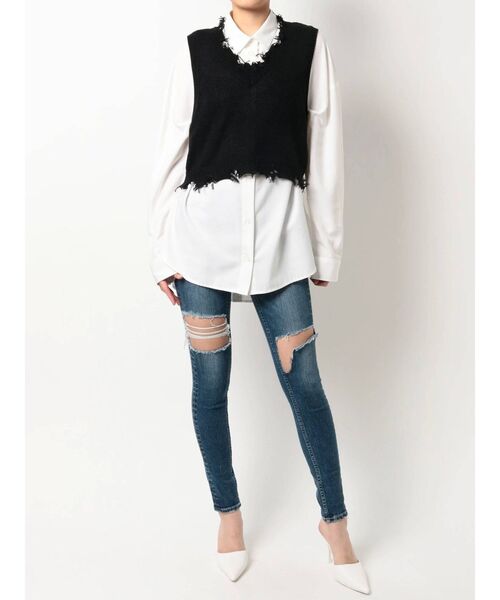 GYDA（ジェイダ）の「Vネックグラインダーニットベスト（ベスト・レディース・ブラック/ベージュ・FREE）」の22枚目の写真