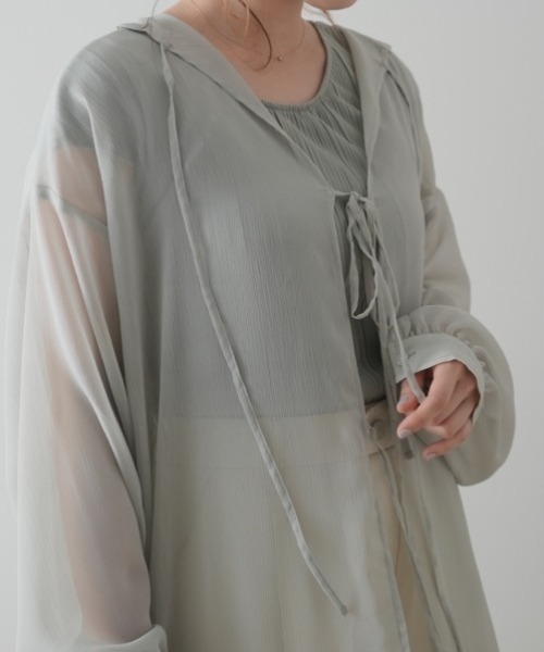 Lilipetit(リリプティ)の「【Lilipetit×Rina】マルチウェイシアーロングブラウス(シャツワンピース・レディース・オレンジ/ライトグリーン・M/L)」の6枚目の写真