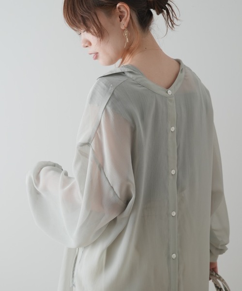 Lilipetit(リリプティ)の「【Lilipetit×Rina】マルチウェイシアーロングブラウス(シャツワンピース・レディース・オレンジ/ライトグリーン・M/L)」の19枚目の写真