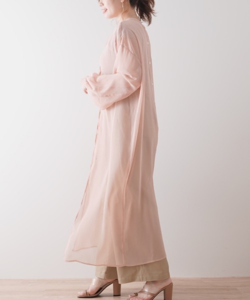 Lilipetit(リリプティ)の「【Lilipetit×Rina】マルチウェイシアーロングブラウス(シャツワンピース・レディース・オレンジ/ライトグリーン・M/L)」の16枚目の写真