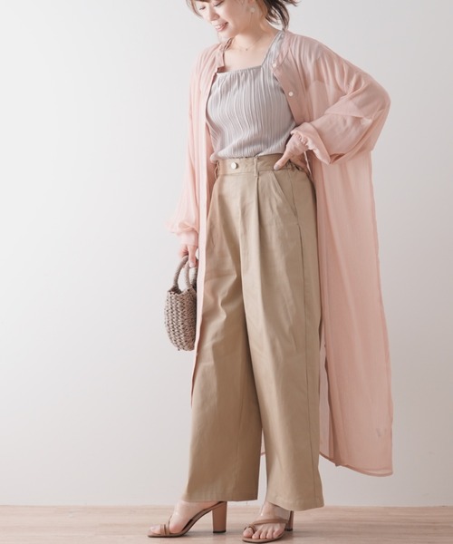 Lilipetit(リリプティ)の「【Lilipetit×Rina】マルチウェイシアーロングブラウス(シャツワンピース・レディース・オレンジ/ライトグリーン・M/L)」の9枚目の写真