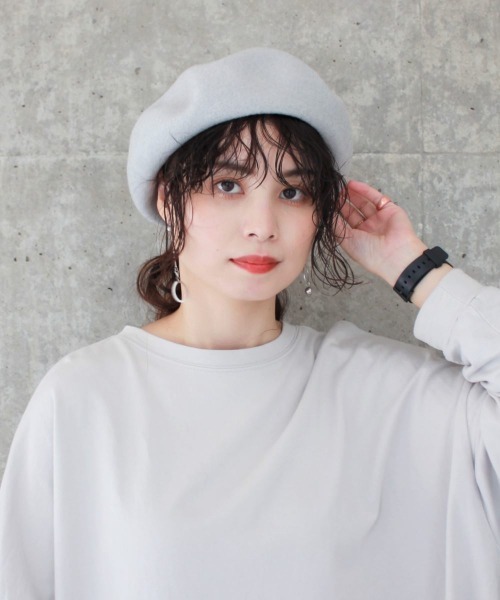 OVERRIDE（オーバーライド）の「OVERRIDE BASQUE BASIC BERET（ハンチング/ベレー帽・レディース・ホワイト/グレー/ネイビー/ダークグレー/ベージュ/グリーン/ブラック/イエロー・M/57.5cm/L 59cm）」の14枚目の写真