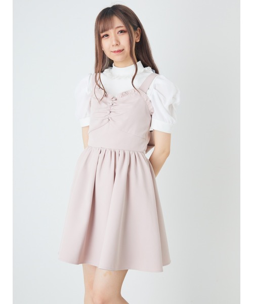 激安 購入 セール Backリボンジャンパースカート ワンピース Ank Rouge アンクルージュ のファッション 早く買お Arenatheatre Net