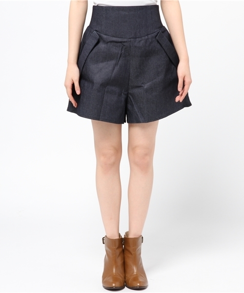 mystic（ミスティック）の「ハイウェストデニムショートパンツ（その他パンツ・レディース・ネイビー/ブルー・ﾌﾘ-）」の3枚目の写真