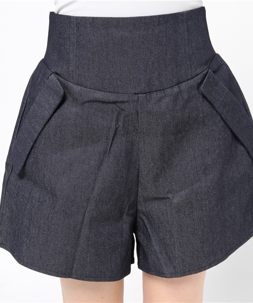 mystic（ミスティック）の「ハイウェストデニムショートパンツ（その他パンツ・レディース・ネイビー/ブルー・ﾌﾘ-）」の6枚目の写真