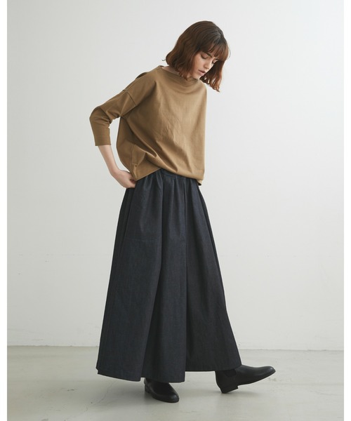 Traditional Weatherwear(トラディショナルウェザーウェア)の「BMB SHIRT LONG(Tシャツ/カットソー・レディース・ブラック/ダークベージュ・S)」の1枚目の写真