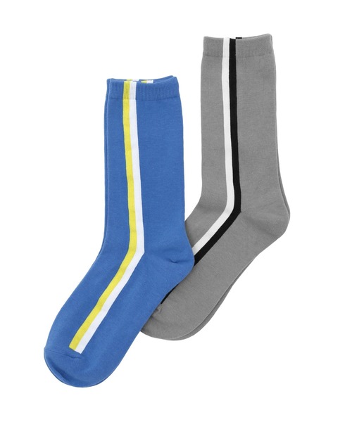 Figments(フィグメンツ)の「マルチラインソックス(ソックス/靴下・レディース・グレー/ブルー・FREE)」の3枚目の写真