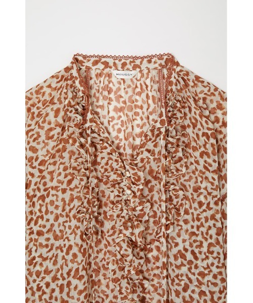 moussey マウジー LEOPARD SHEER ブラウス 新品未使用 豹柄 MOUSSY LEOPARD SHEER ブラウス BLK -靴＆ファッション通販