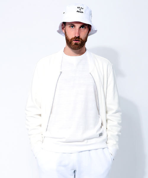 SILAS(サイラス)の「SWEAT VERSITY JACKET(ブルゾン・メンズ・ホワイト/アッシュ/ネイビー・MEDIUM/X-LARGE/LARGE/SMALL)」の1枚目の写真