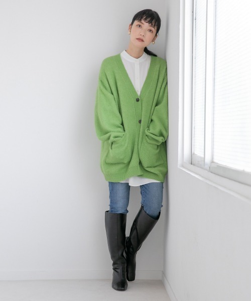 LOWRYS FARM（ローリーズファーム）の「ミドルＶネックカーディガンＬＳ　237845（カーディガン/ボレロ・レディース・グレー/グリーン/ブラック系その他/ブラウン系その他/ブラウン/ベージュ/ピンク・FREE）」の12枚目の写真