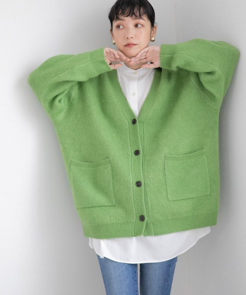 LOWRYS FARM（ローリーズファーム）の「ミドルＶネックカーディガンＬＳ　237845（カーディガン/ボレロ・レディース・グレー/グリーン/ブラック系その他/ブラウン系その他/ブラウン/ベージュ/ピンク・FREE）」の13枚目の写真