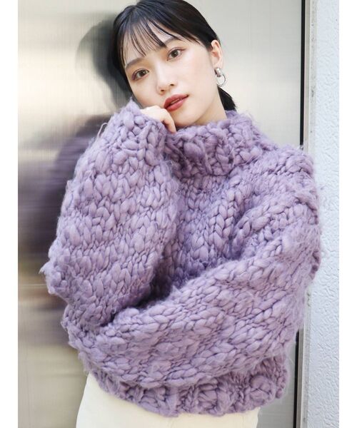 MURUA(ムルーア)の「ボリュームニット(ニット/セーター・レディース・ベージュ/パープル・FREE)」の7枚目の写真