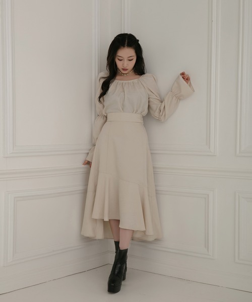 ANDGEEBEE（アンジービー）の「ジャガードラッフルフレアスカート（スカート・レディース・ブラック/ベージュ・MEDIUM）」の13枚目の写真