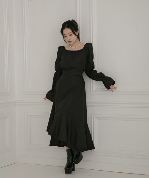 ANDGEEBEE（アンジービー）の「ジャガードラッフルフレアスカート（スカート・レディース・ブラック/ベージュ・MEDIUM）」の18枚目の写真