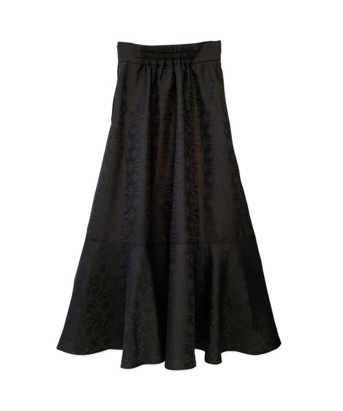 ANDGEEBEE（アンジービー）の「ジャガードラッフルフレアスカート（スカート・レディース・ブラック/ベージュ・MEDIUM）」の7枚目の写真