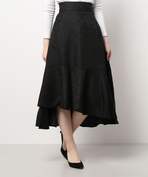 ANDGEEBEE（アンジービー）の「ジャガードラッフルフレアスカート（スカート・レディース・ブラック/ベージュ・MEDIUM）」の12枚目の写真