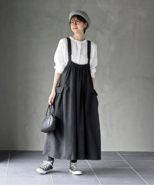 rps(アールピーエス)の「ピーチ起毛アウトポケットジャンスカ(ジャンパースカート・レディース・カーキ/ネイビー/チャコールグレー/モカ/ブラック・M/フリー)」の6枚目の写真