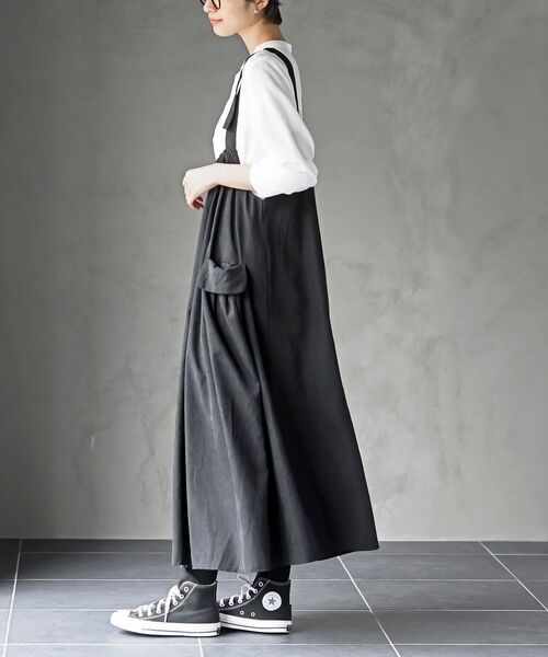 rps(アールピーエス)の「ピーチ起毛アウトポケットジャンスカ(ジャンパースカート・レディース・カーキ/ネイビー/チャコールグレー/モカ/ブラック・M/フリー)」の7枚目の写真