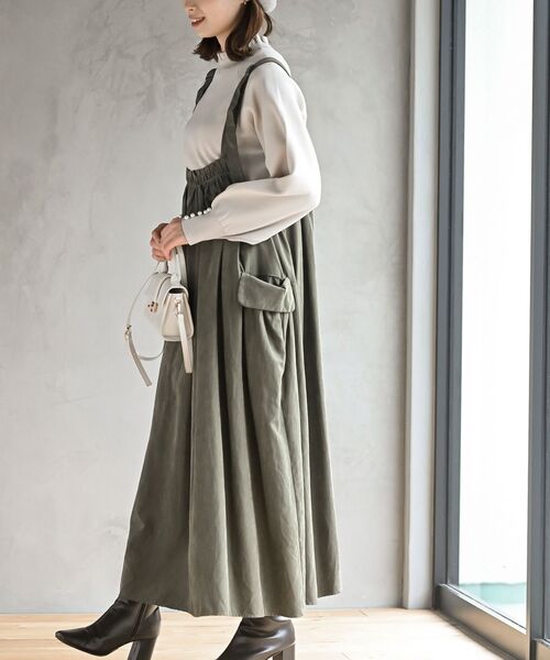 rps(アールピーエス)の「ピーチ起毛アウトポケットジャンスカ(ジャンパースカート・レディース・カーキ/ネイビー/チャコールグレー/モカ/ブラック・M/フリー)」の17枚目の写真