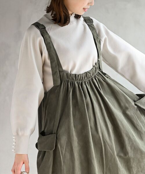 rps(アールピーエス)の「ピーチ起毛アウトポケットジャンスカ(ジャンパースカート・レディース・カーキ/ネイビー/チャコールグレー/モカ/ブラック・M/フリー)」の20枚目の写真