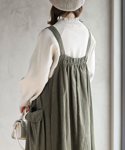 rps(アールピーエス)の「ピーチ起毛アウトポケットジャンスカ(ジャンパースカート・レディース・カーキ/ネイビー/チャコールグレー/モカ/ブラック・M/フリー)」の22枚目の写真